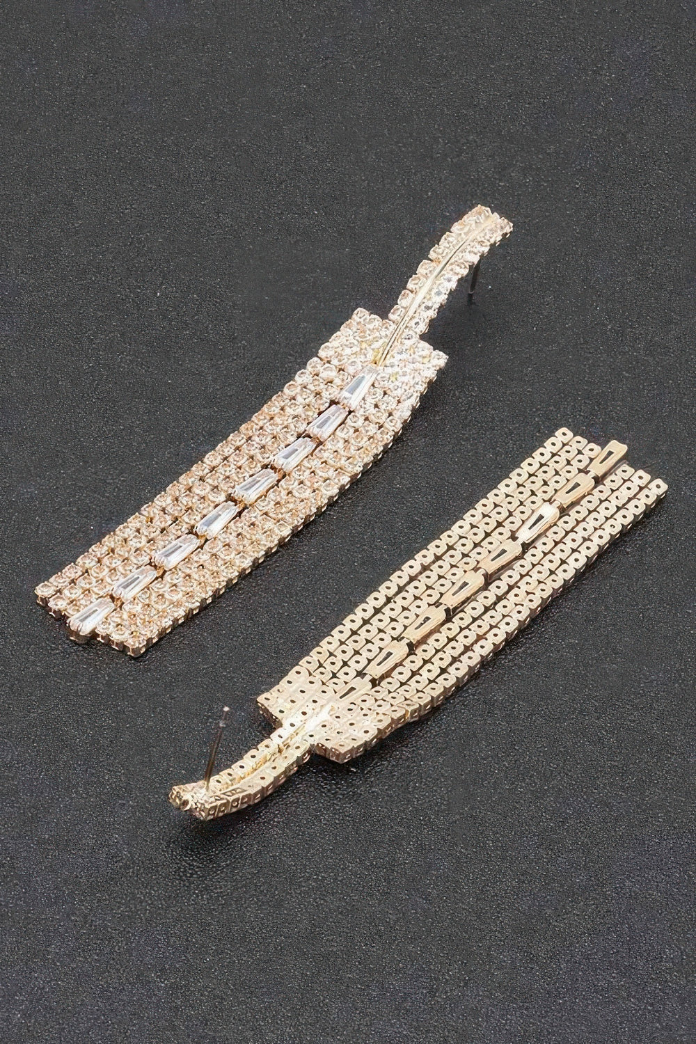 Rhinestone Linear Drop Earrings