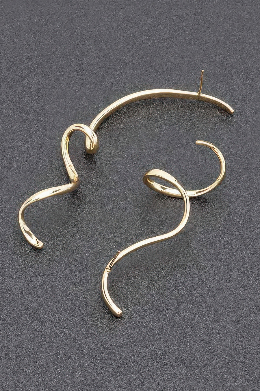 Curved Gold-Plated Statement Earrings