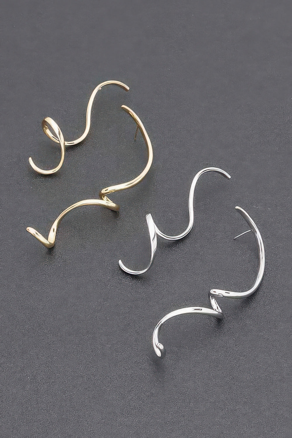 Curved Gold-Plated Statement Earrings