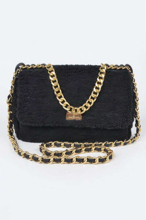 Faux Fur Chain Shoulder Bag