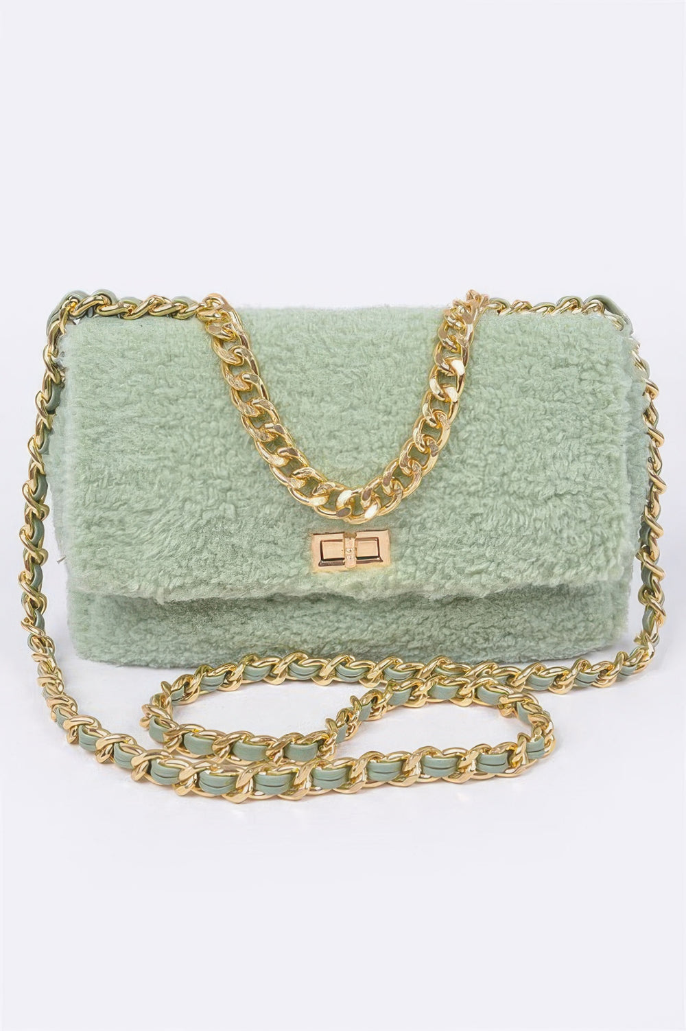 Faux Fur Chain Shoulder Bag