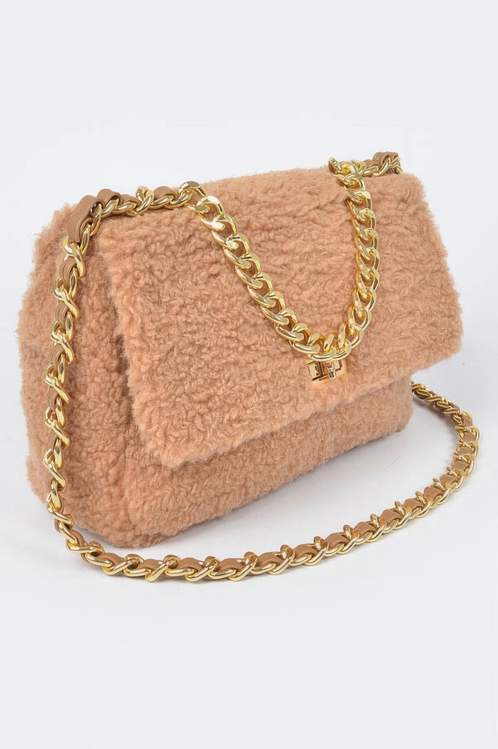 Faux Fur Chain Shoulder Bag