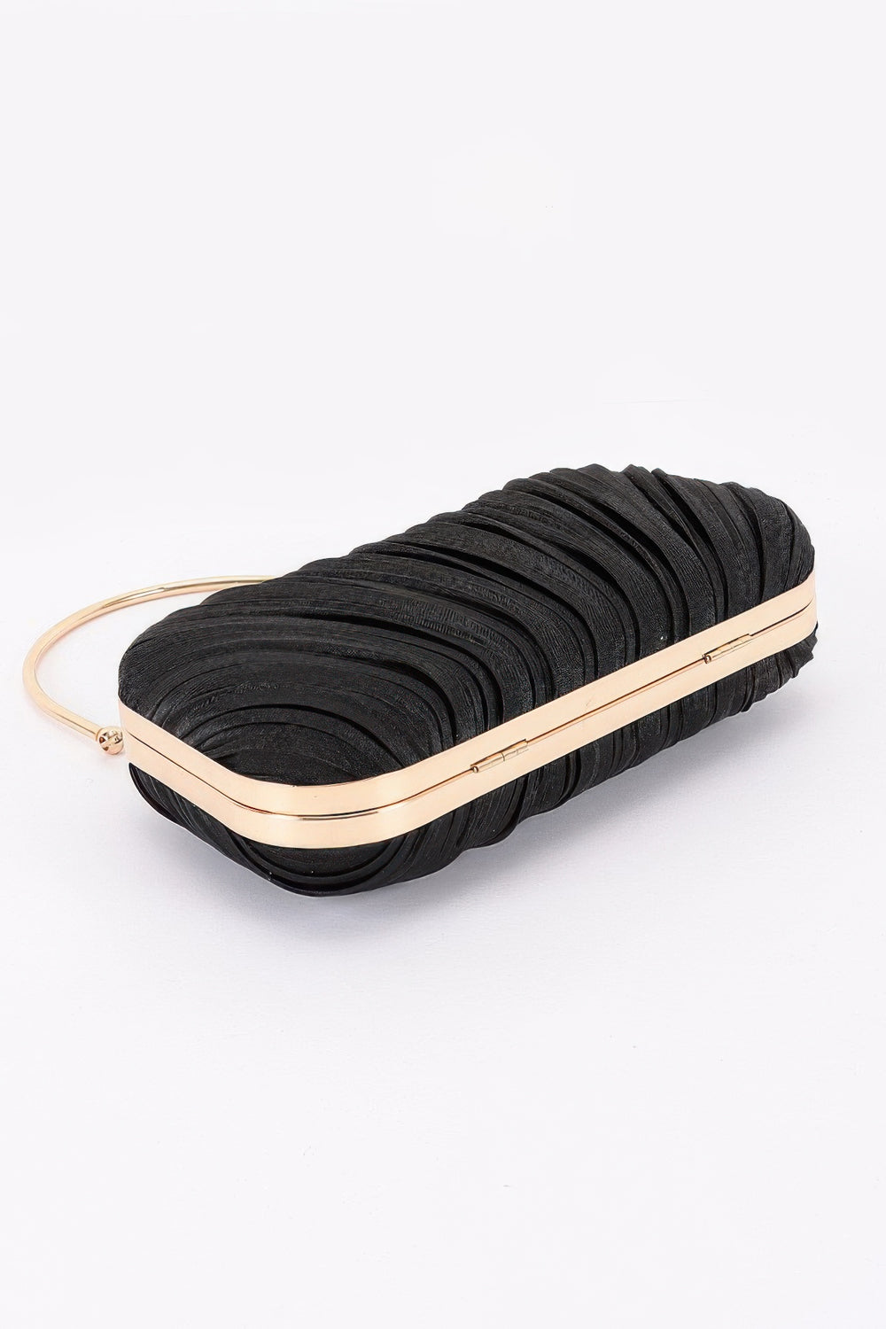 Pleated Pearl-Clasp Evening Clutch
