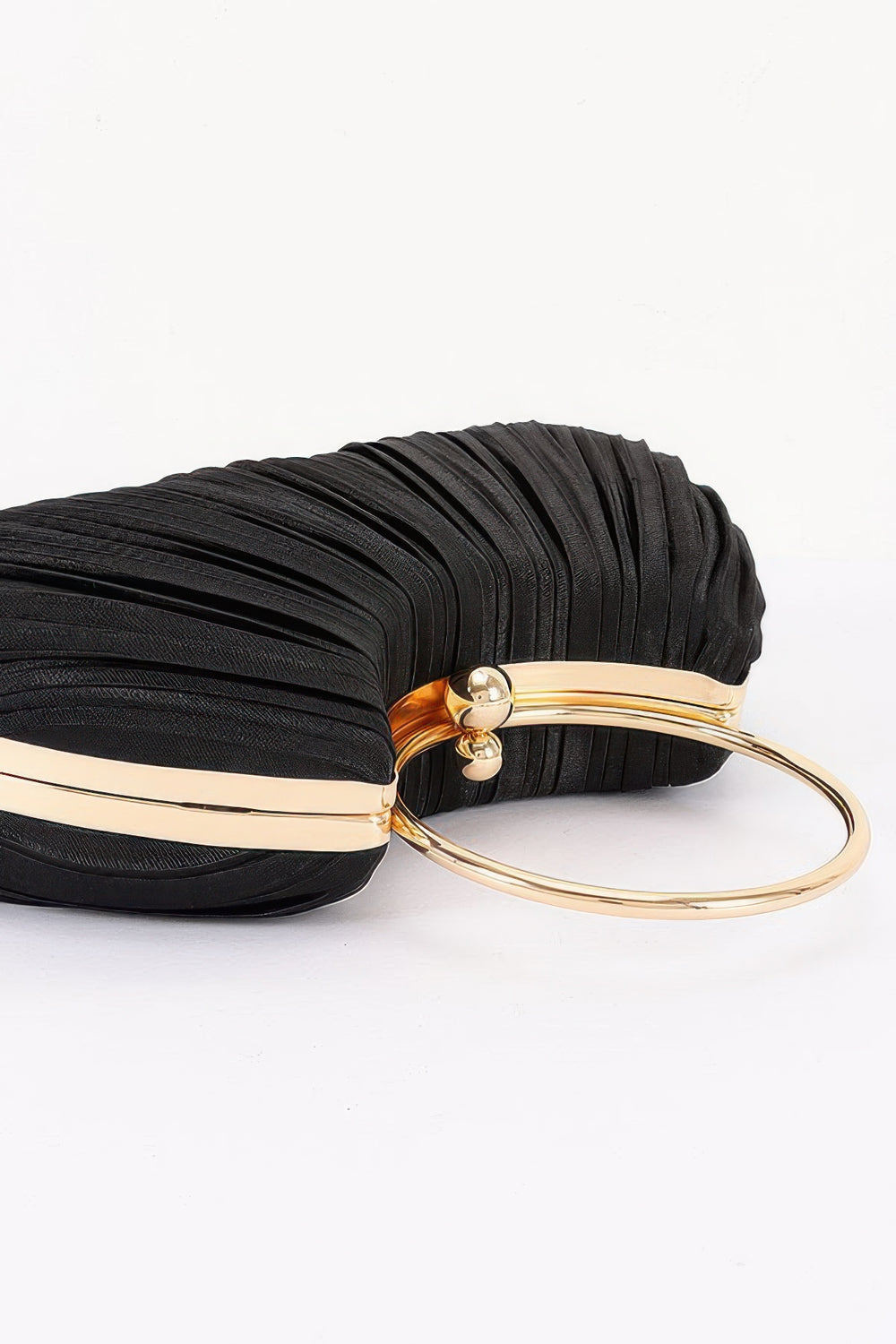 Pleated Fan Clutch with Ring Handle