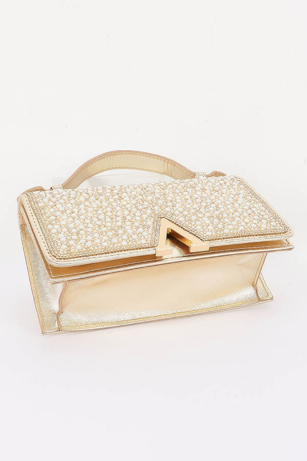 Pearl & Rhinestone Flap Clutch