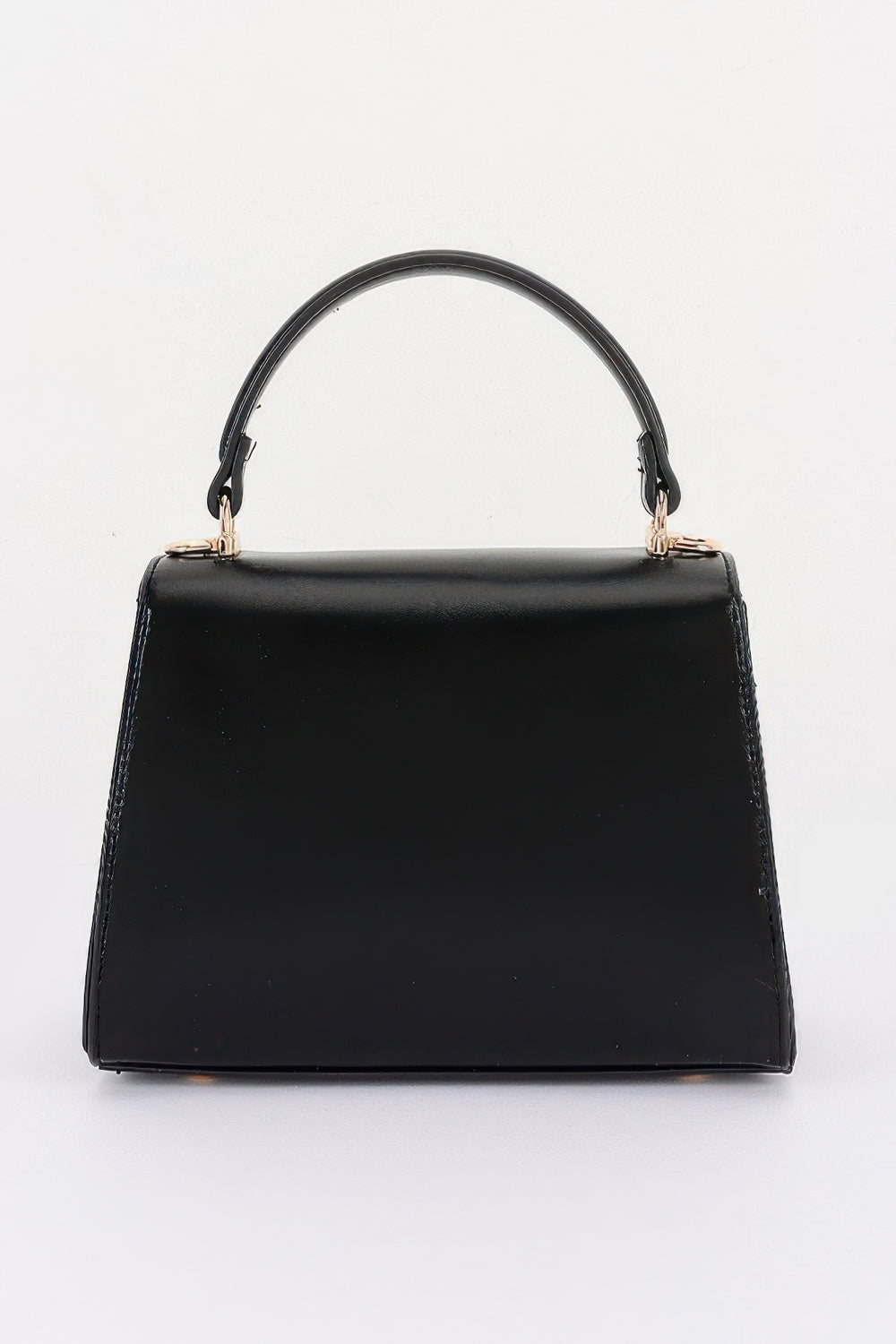 Faux Leather Top-Handle Flap Bag