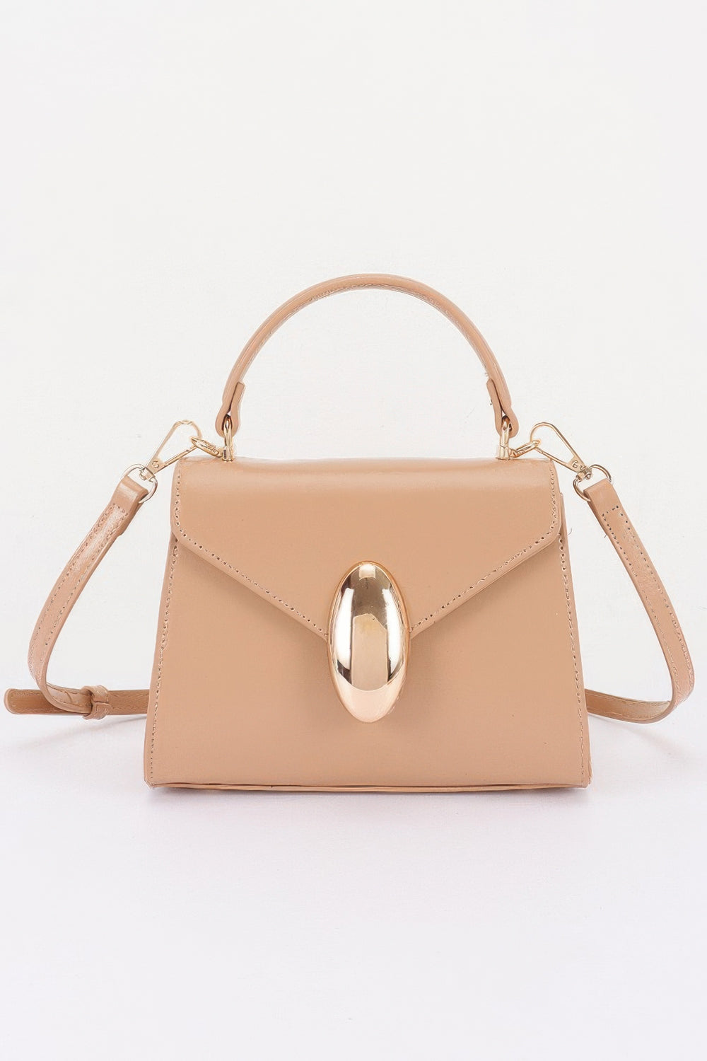 Faux Leather Top-Handle Flap Bag