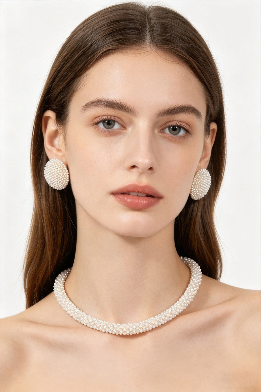 Beaded Choker & Stud Earring Set