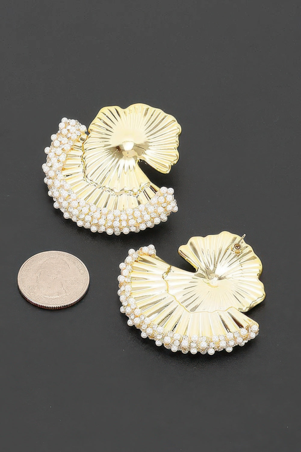 Ginkgo Leaf Pearl-Trim Earrings
