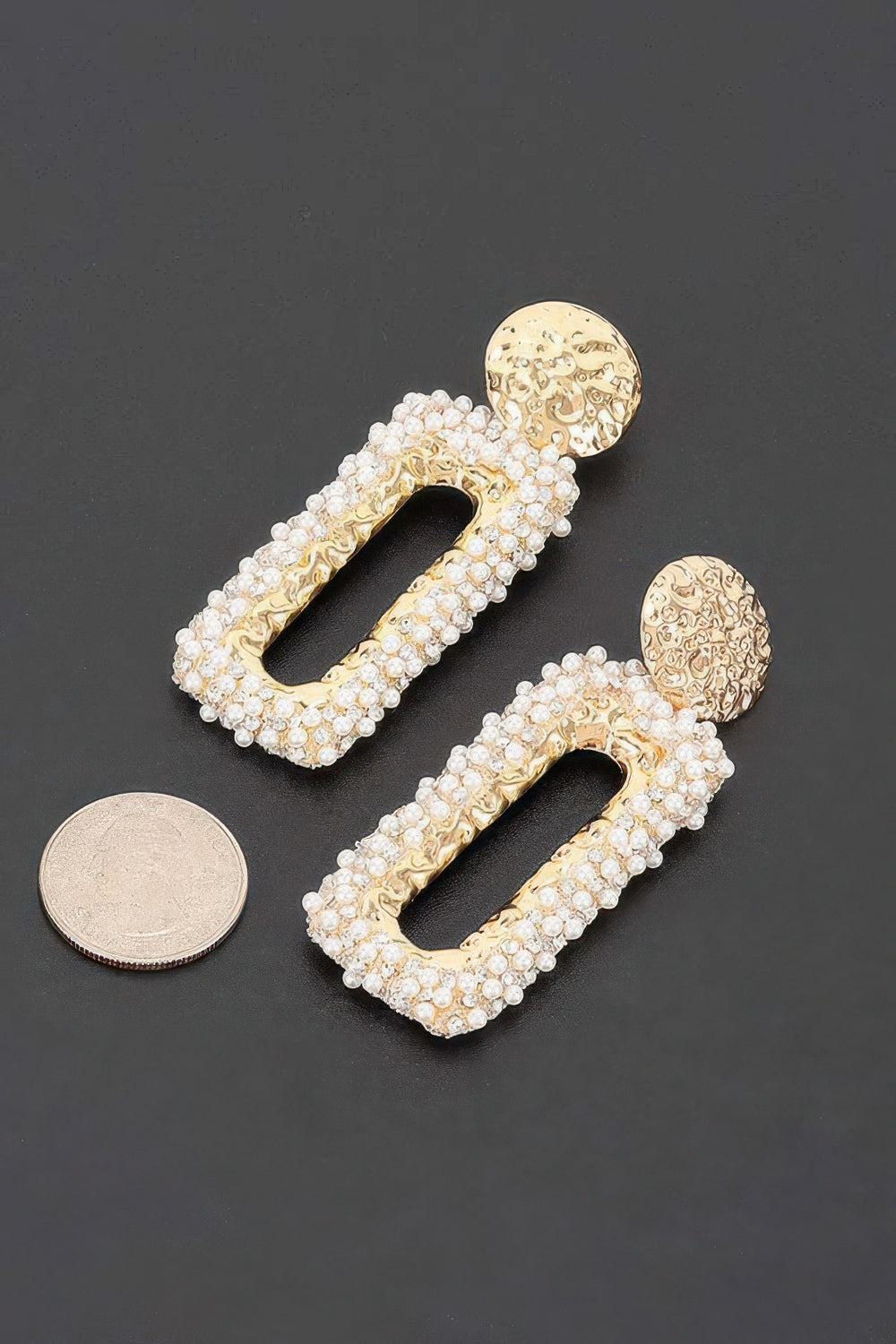 Hammered Disc & Pearl Drop Earrings