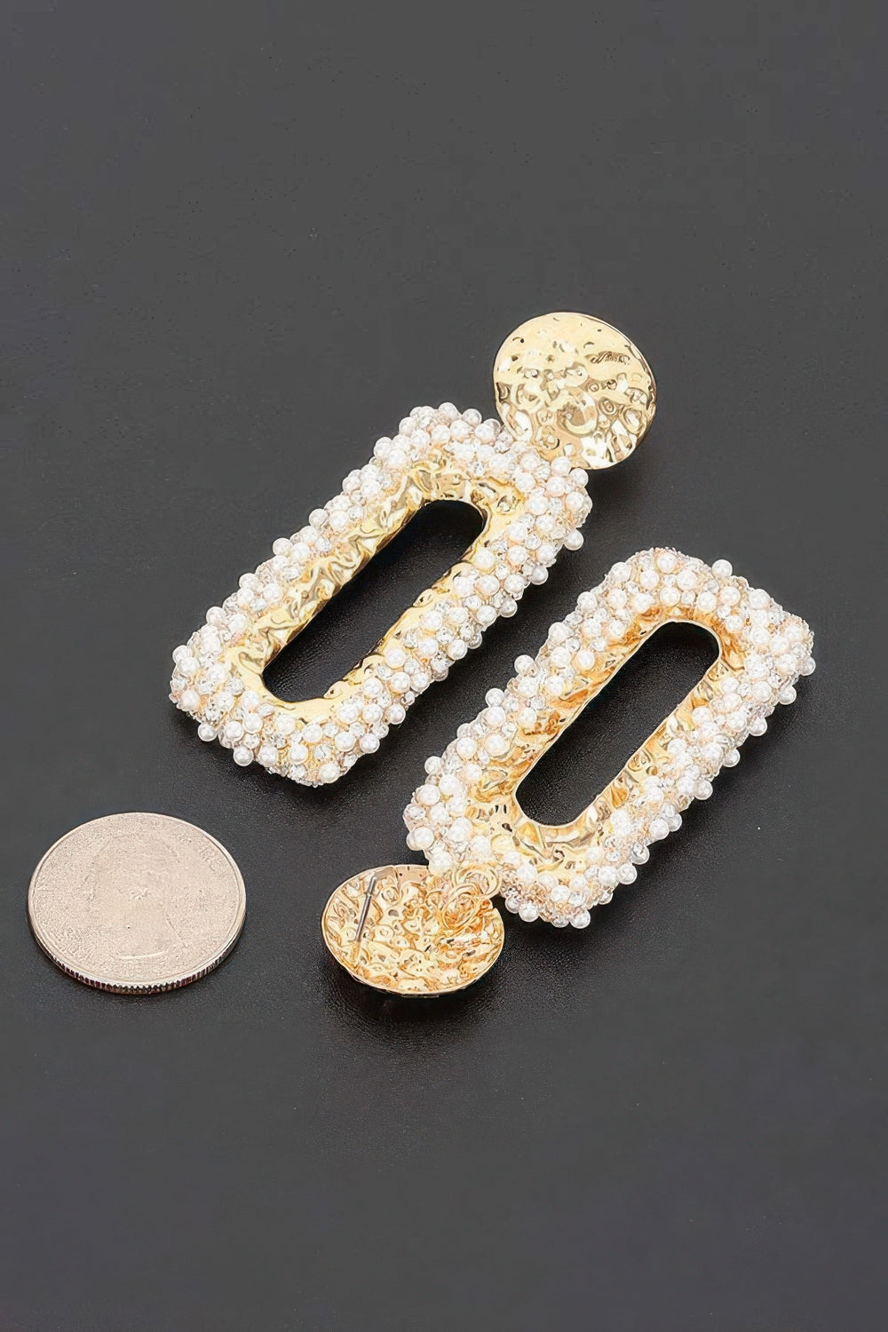 Hammered Disc & Pearl Drop Earrings