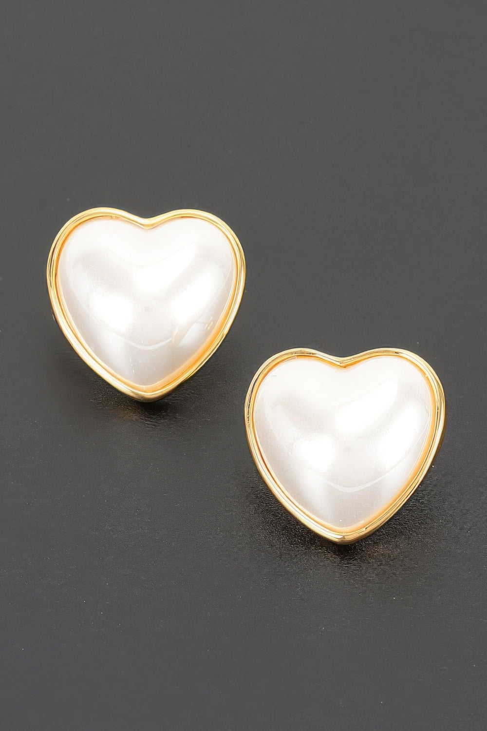 Heart Pearl Stud Earrings