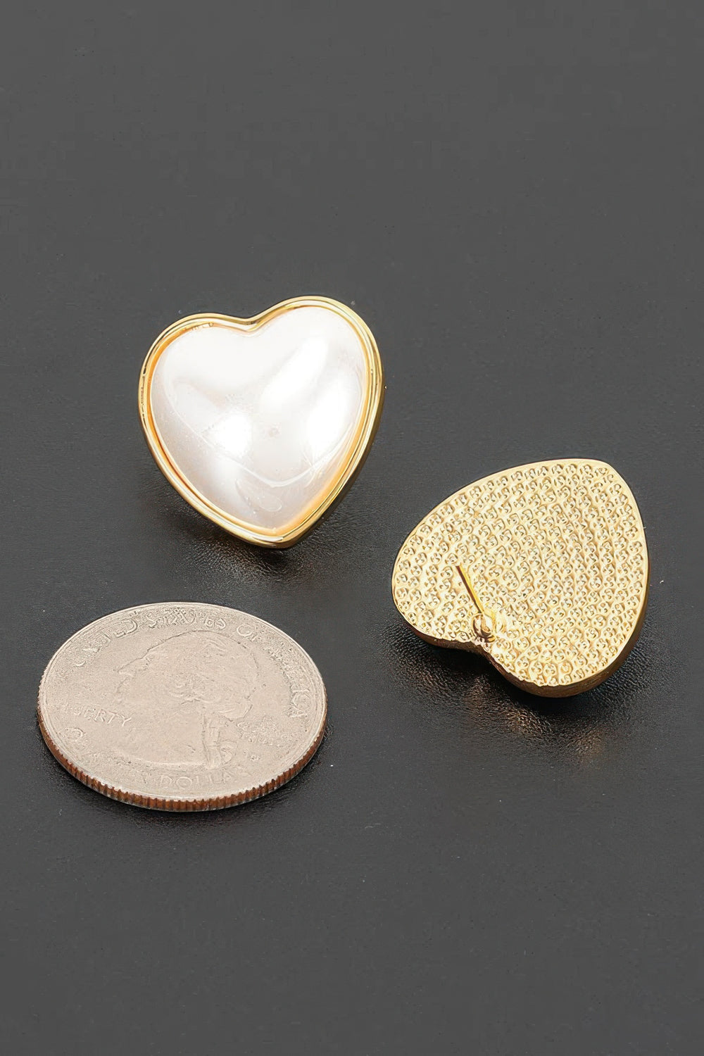 Heart Pearl Stud Earrings