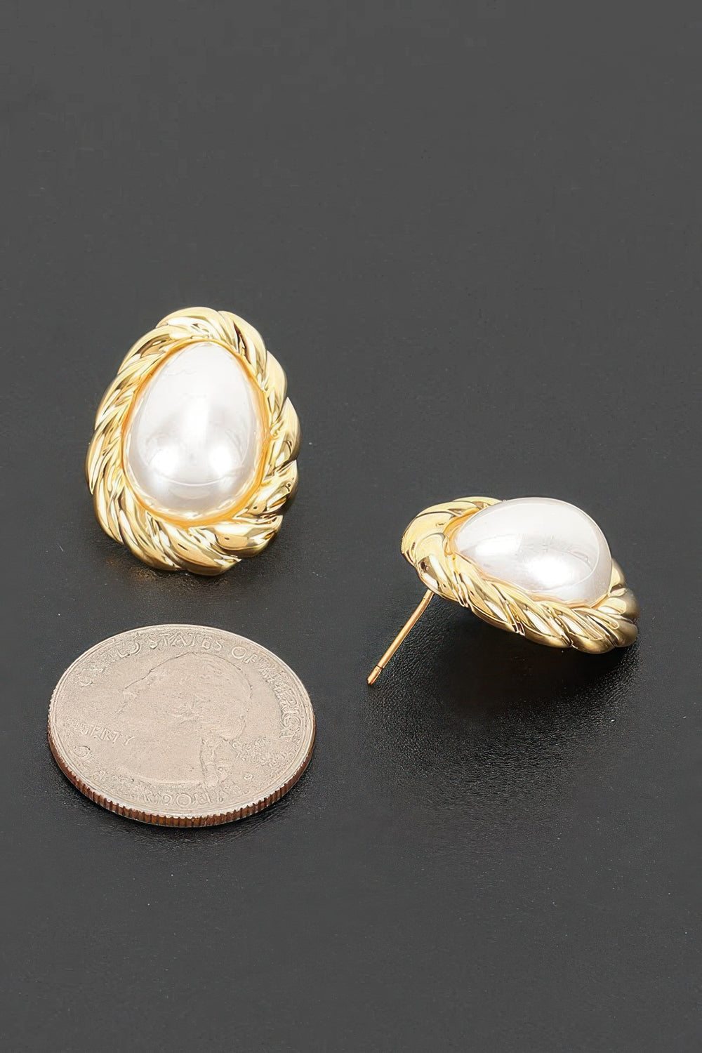 Teardrop Pearl Stud Earrings