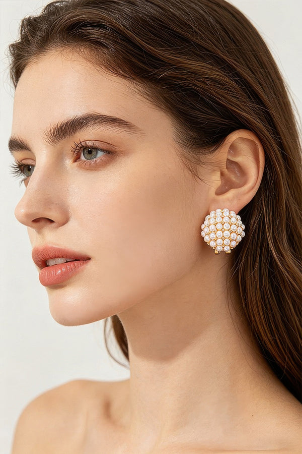 Pearl Cluster Clip-On Earrings