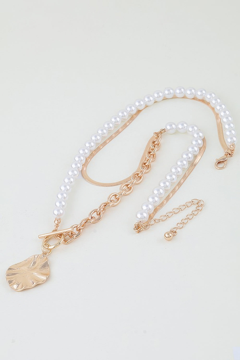 Layered Pearl & Chain Necklace