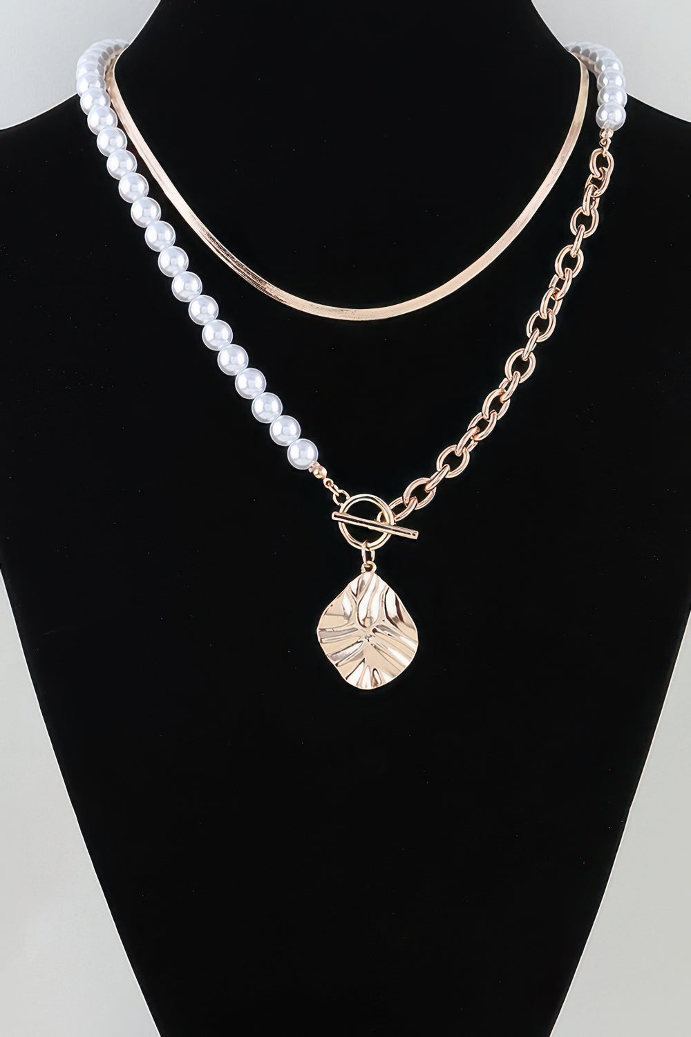 Layered Pearl & Chain Necklace