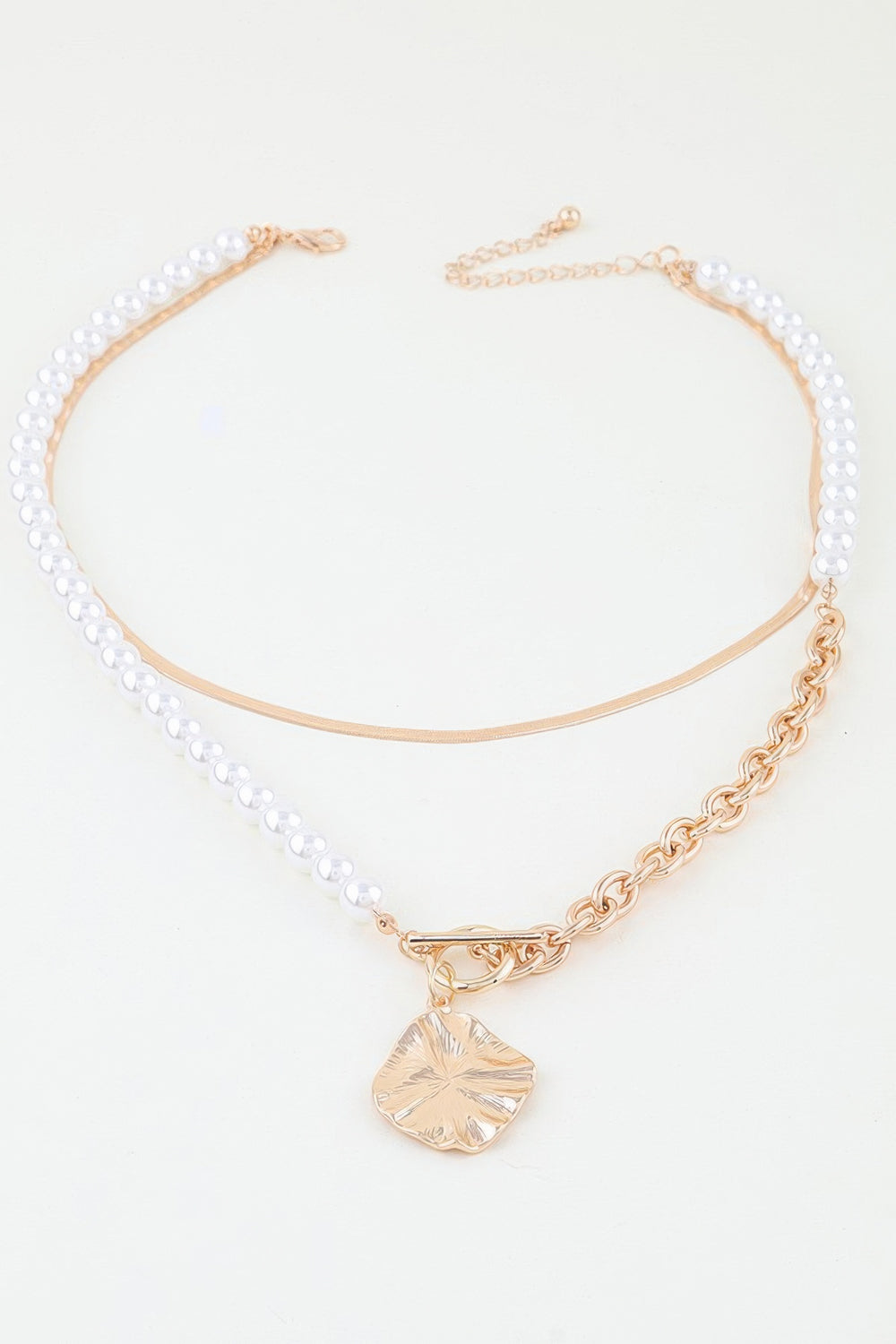 Layered Pearl & Chain Necklace