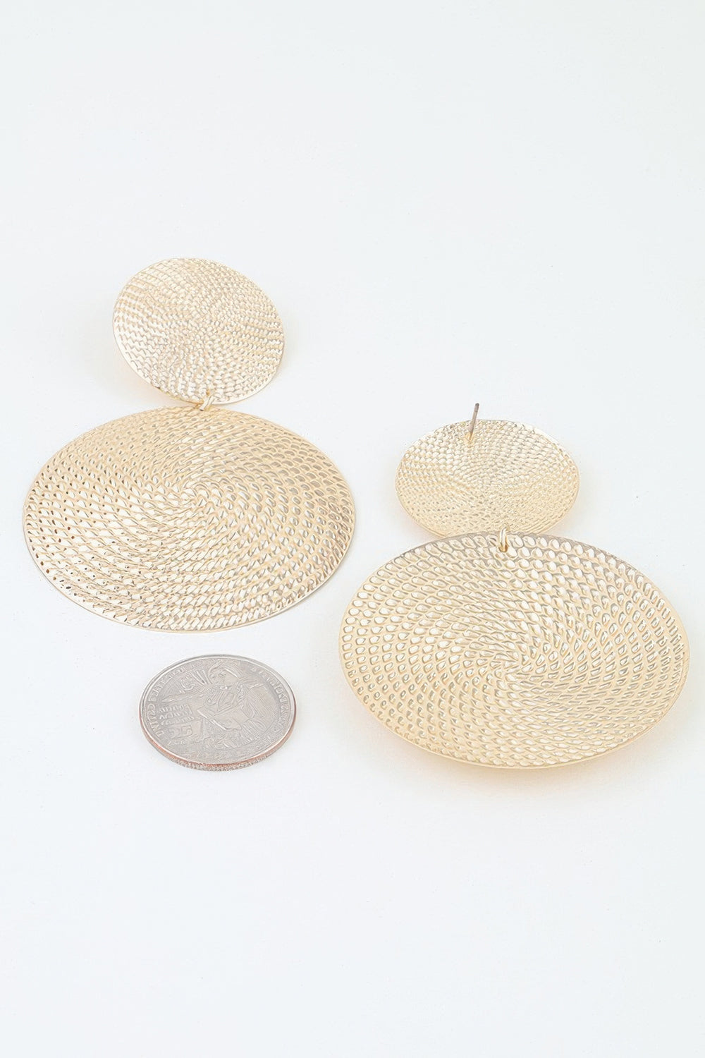 Engraved Disc Drop Earrings
