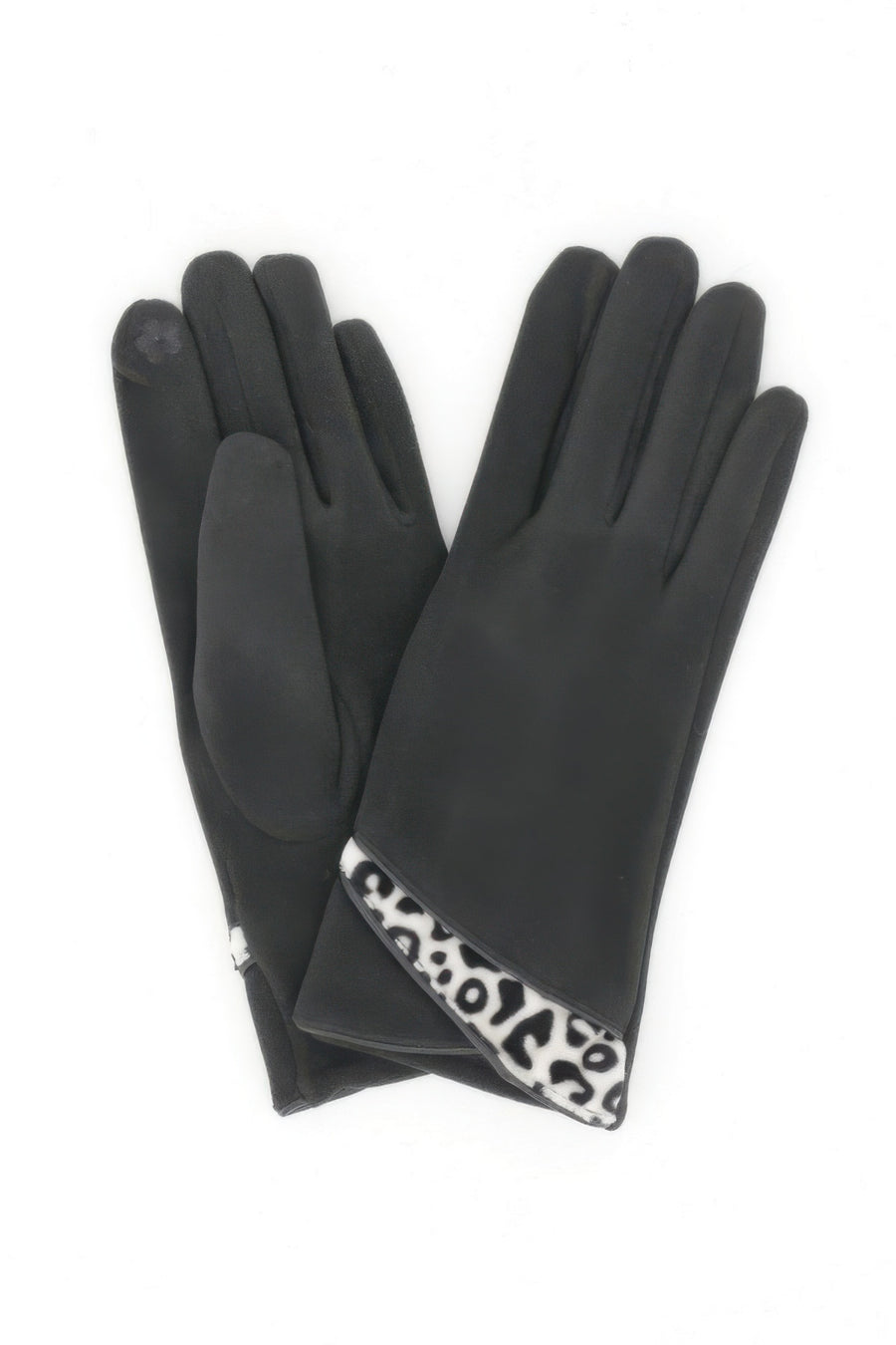 Leopard Trim Touchscreen Gloves