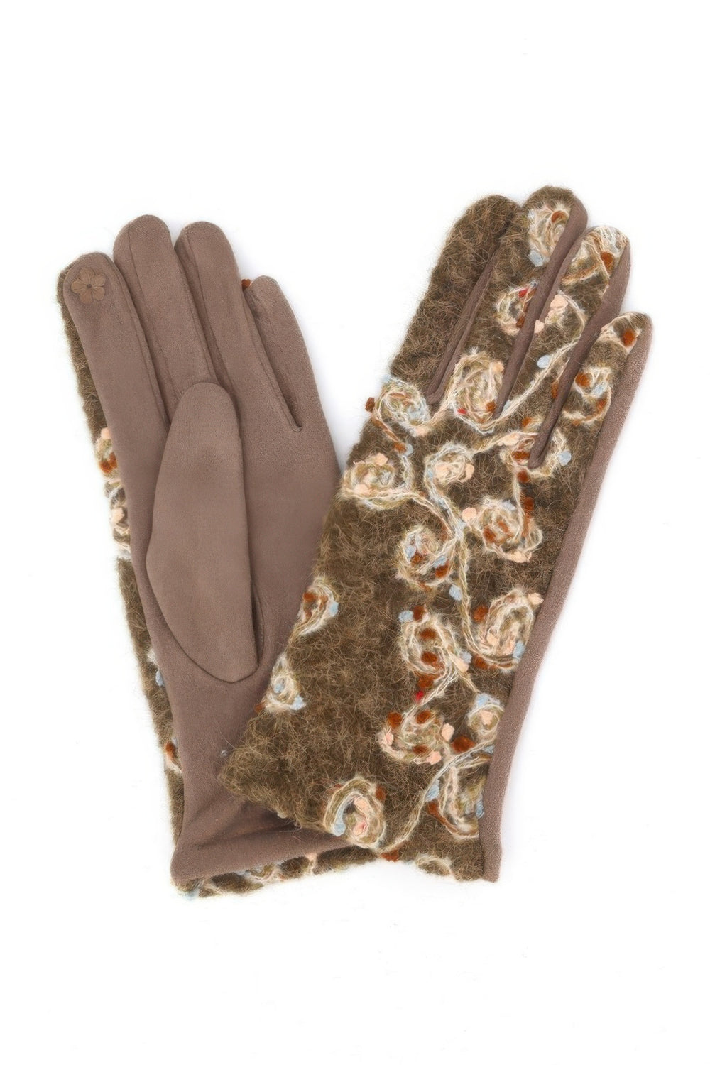 Floral Embroidered Touchscreen Gloves