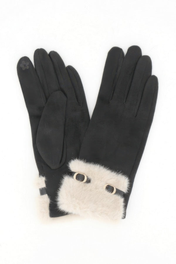Faux Fur Cuff Touchscreen Gloves
