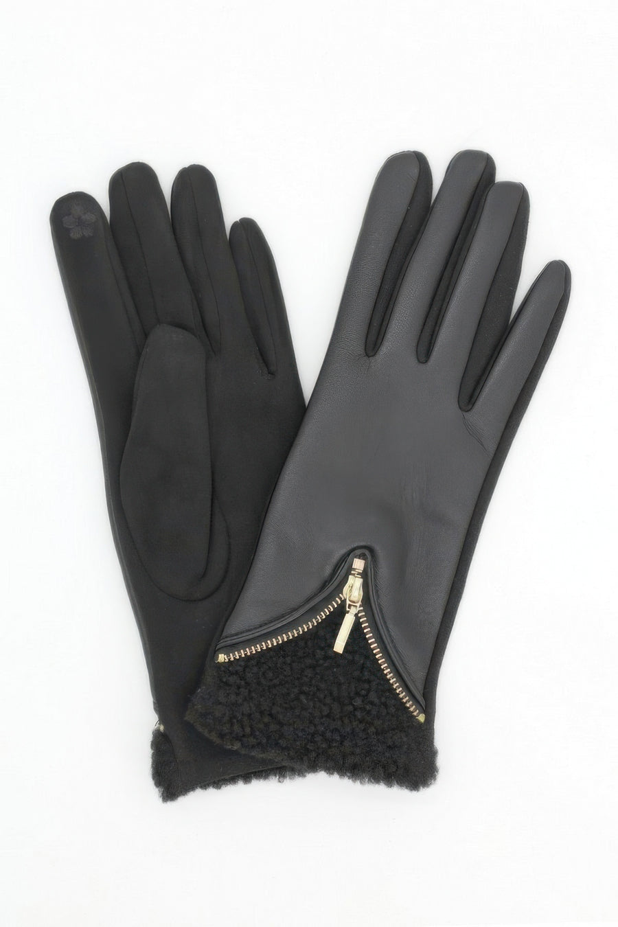 Zip-Cuff Faux Leather Gloves