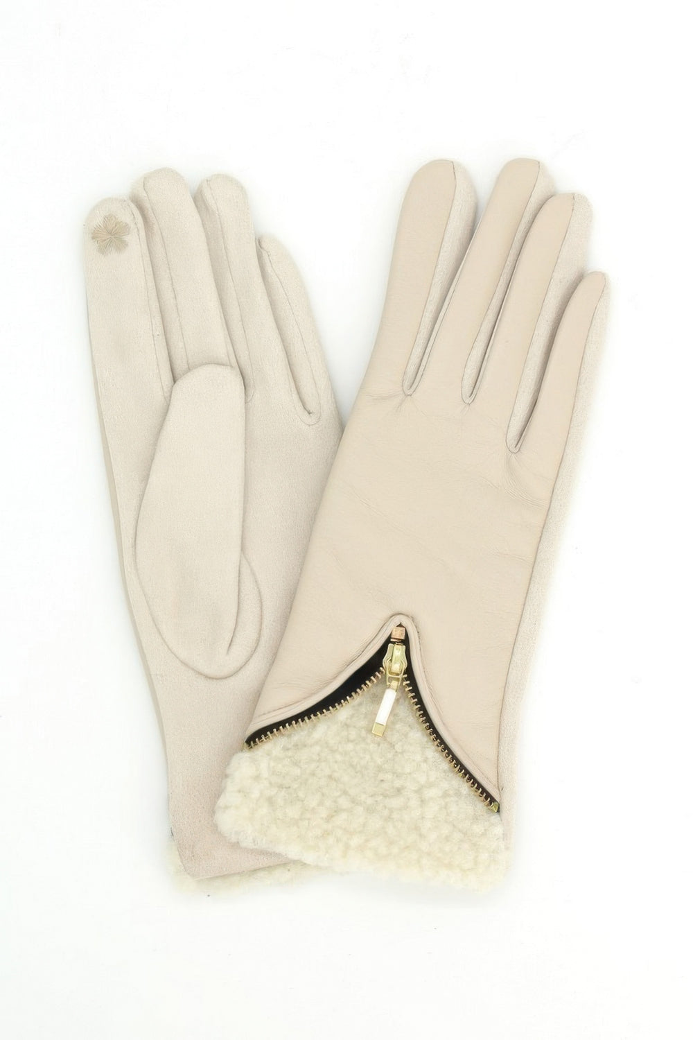 Zip-Cuff Faux Leather Gloves