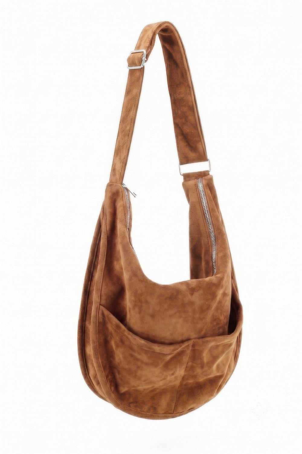 Faux Suede Slouch Hobo Bag