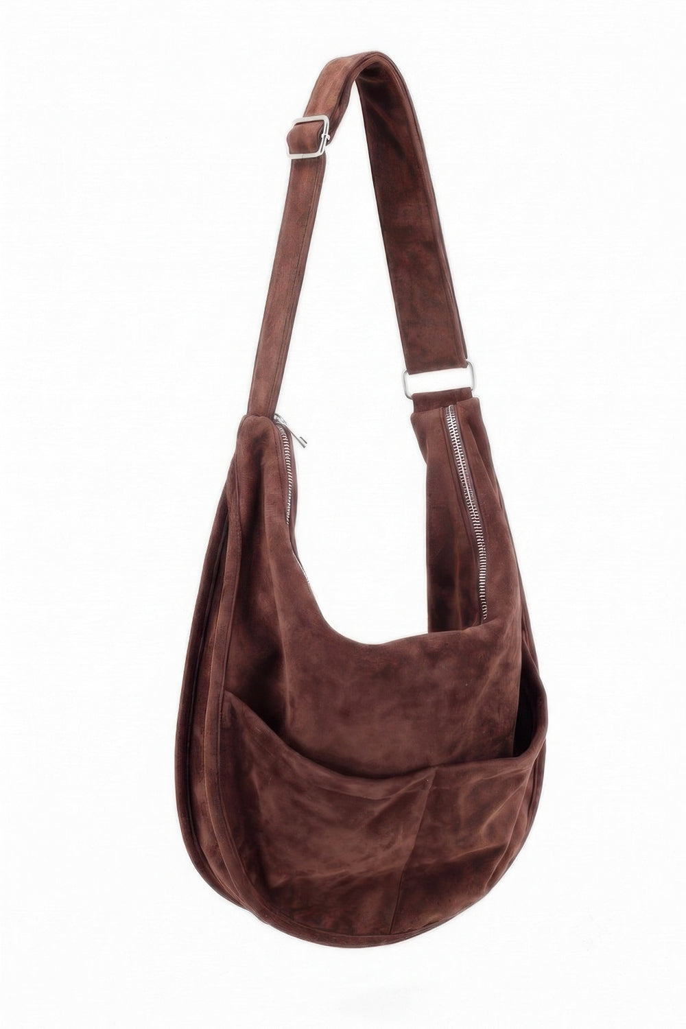 Faux Suede Slouch Hobo Bag
