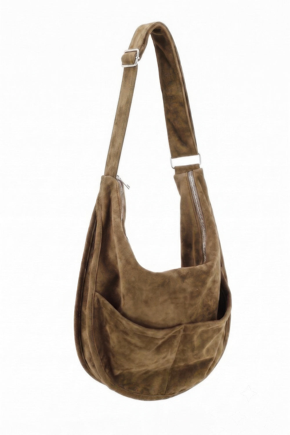 Faux Suede Slouch Hobo Bag