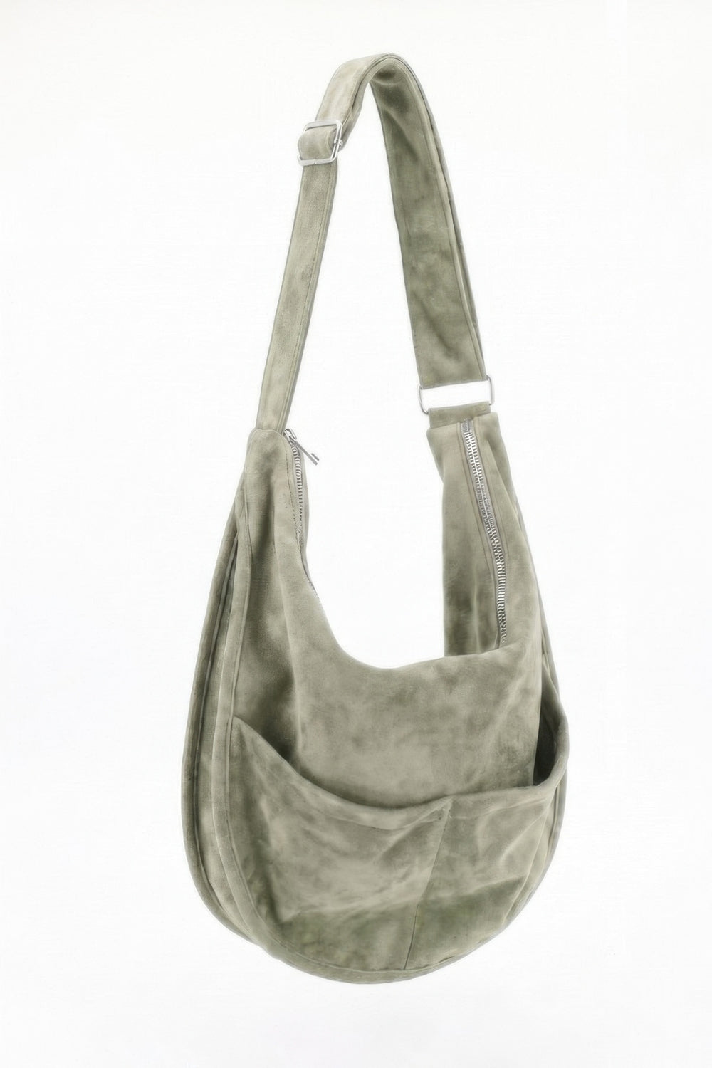 Faux Suede Slouch Hobo Bag