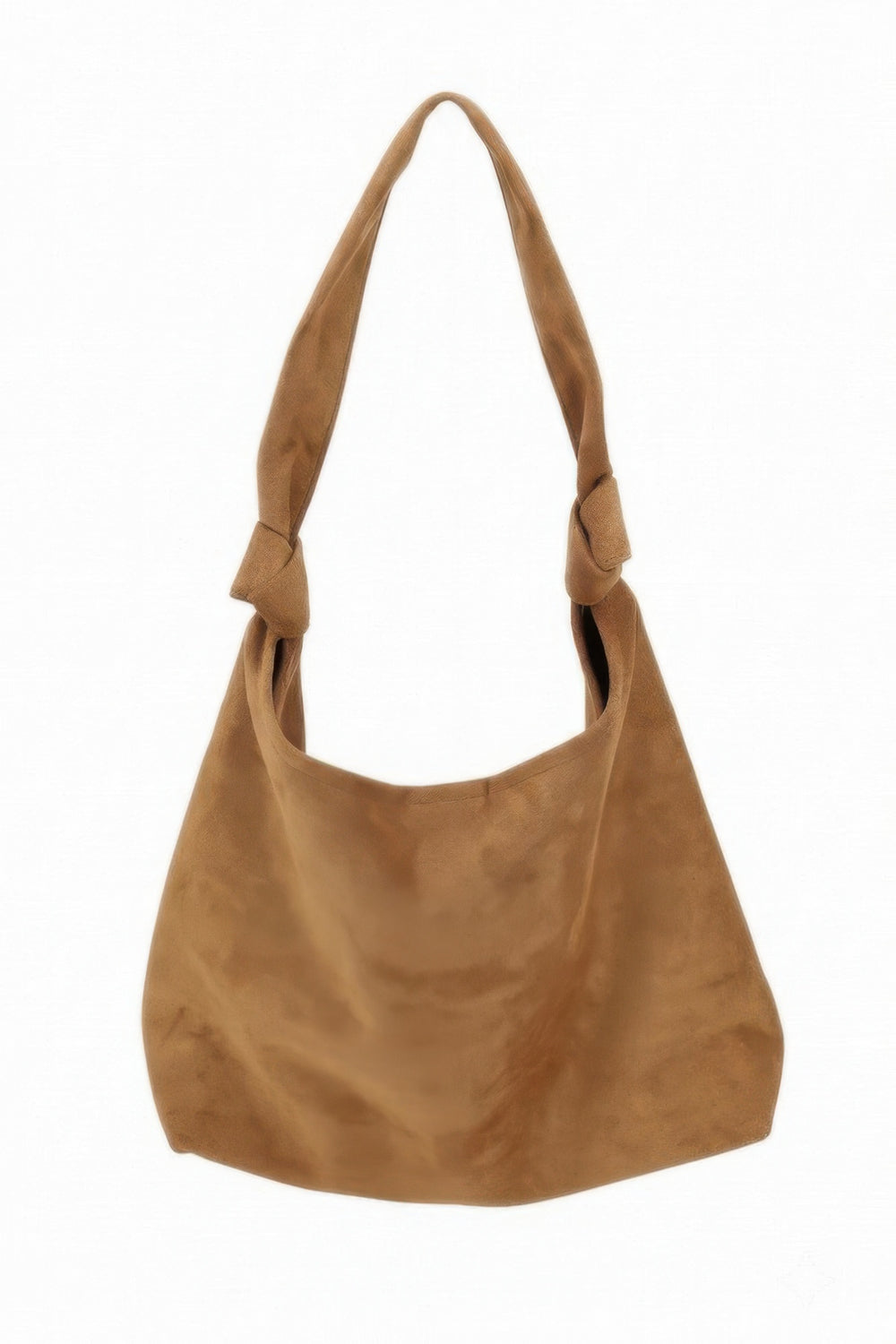 Knot-Strap Faux Suede Hobo Bag