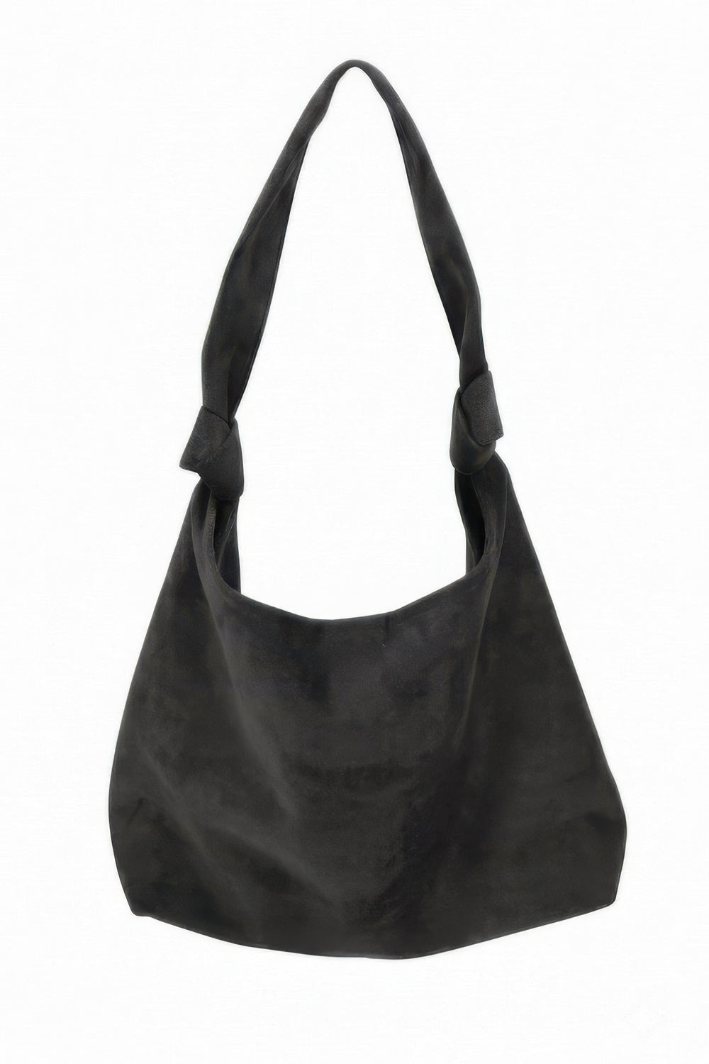 Knot-Strap Faux Suede Hobo Bag