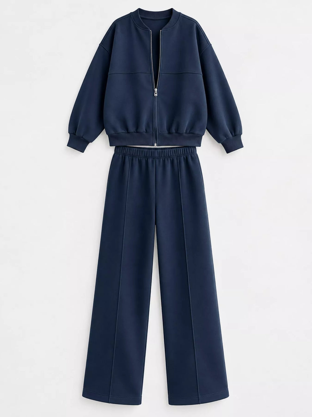 Zip-Up Jacket and Wide-Leg Sweatpants Set