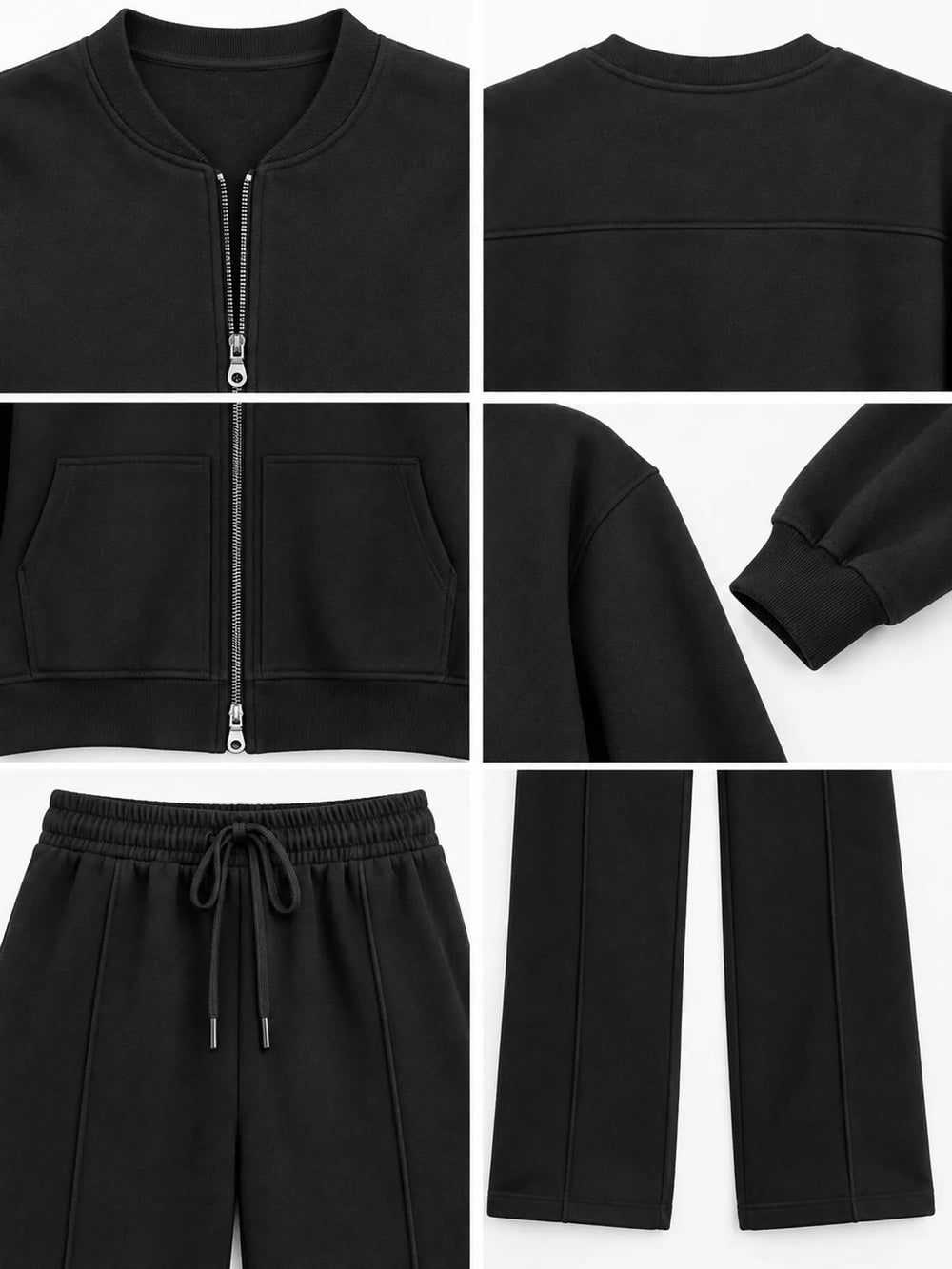 Zip-Up Jacket and Wide-Leg Sweatpants Set