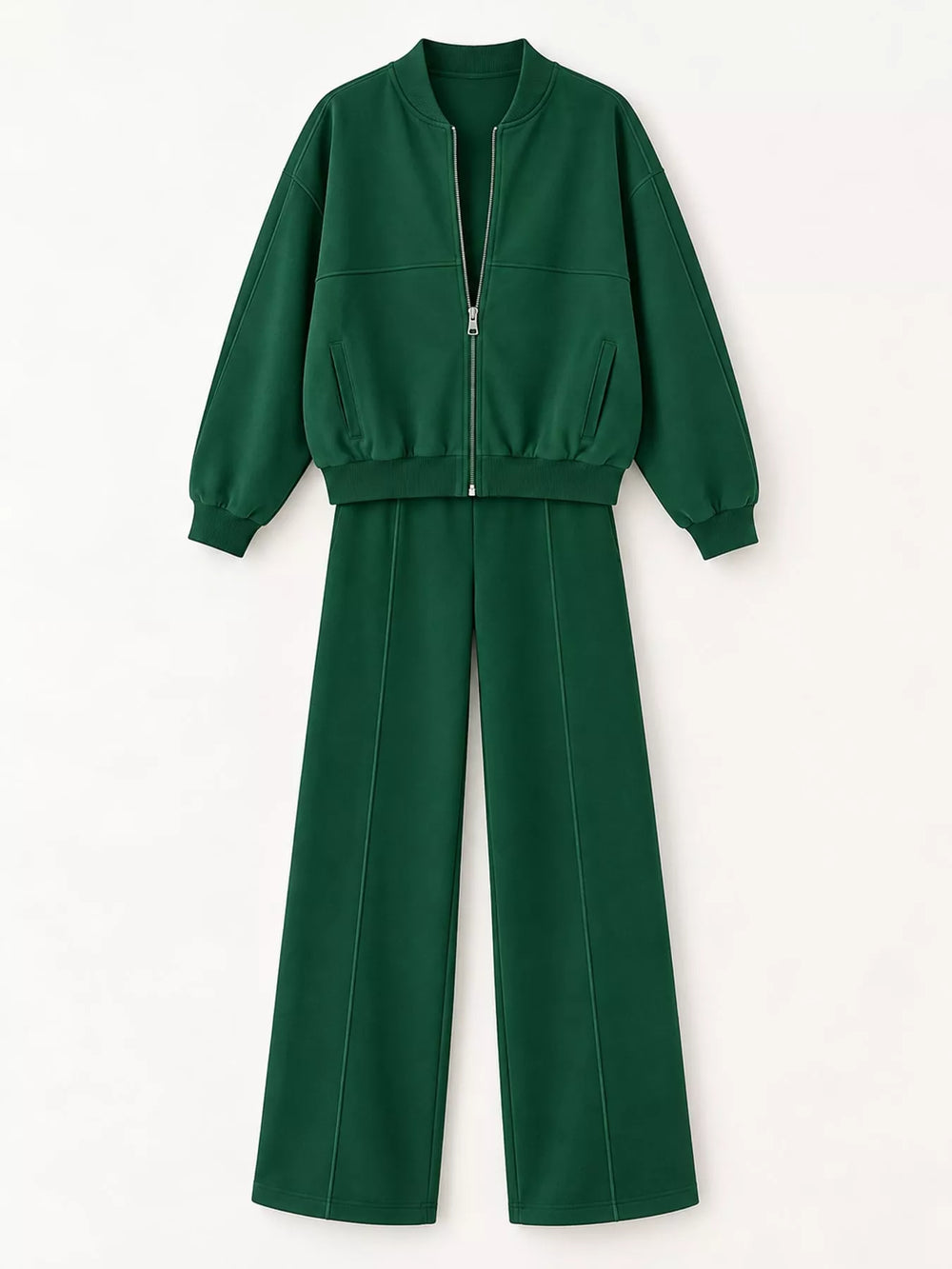 Zip-Up Jacket and Wide-Leg Sweatpants Set