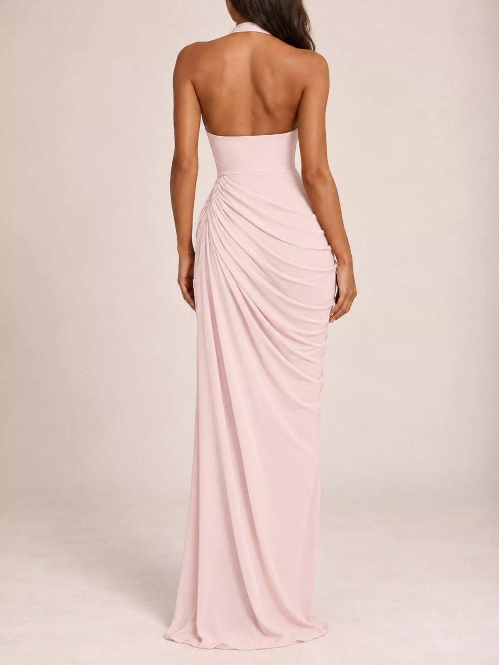 Halter Neck High-Slit Maxi Evening Dress