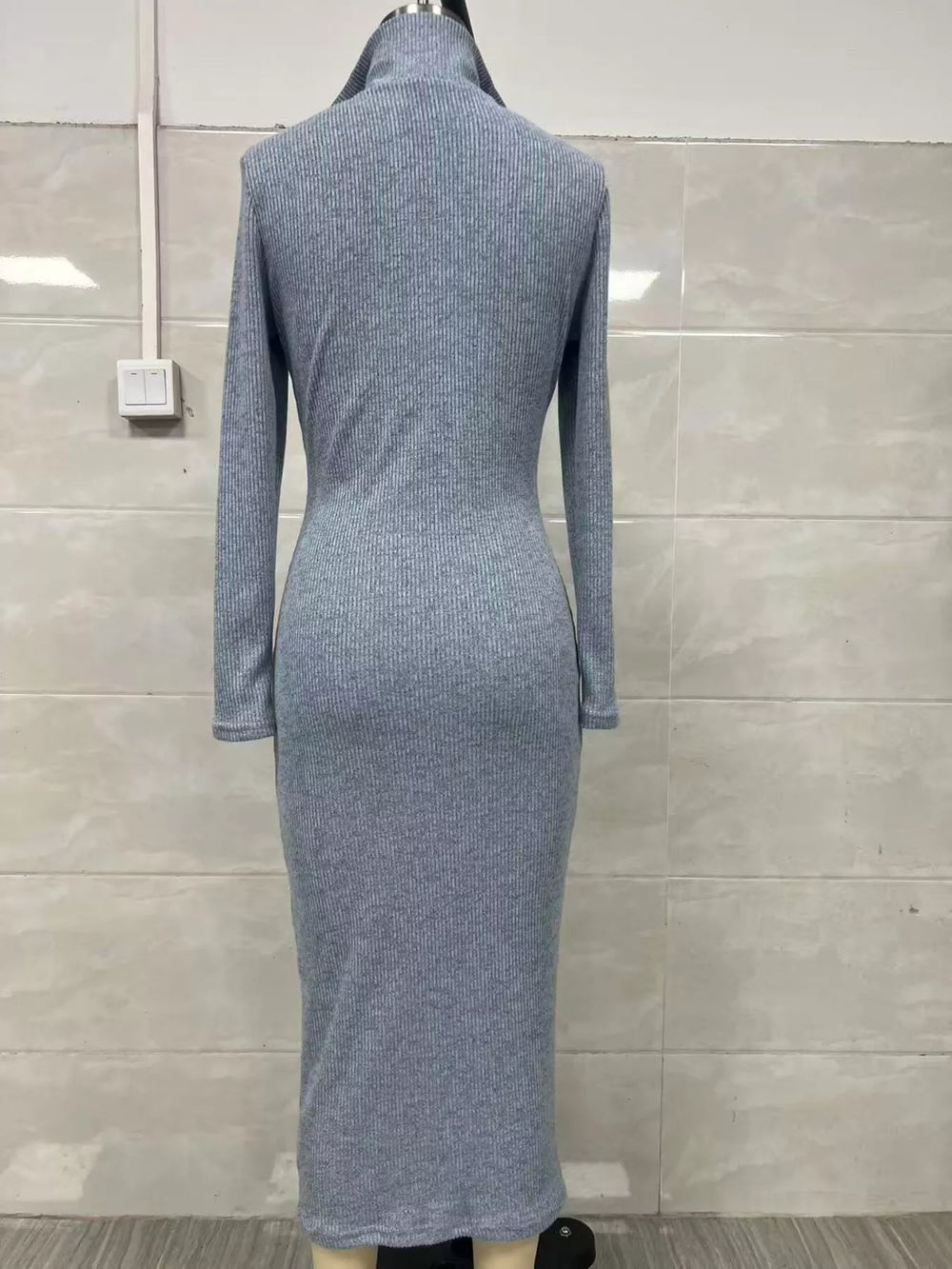 Ribbed V-Neck Midi Sweater Dress