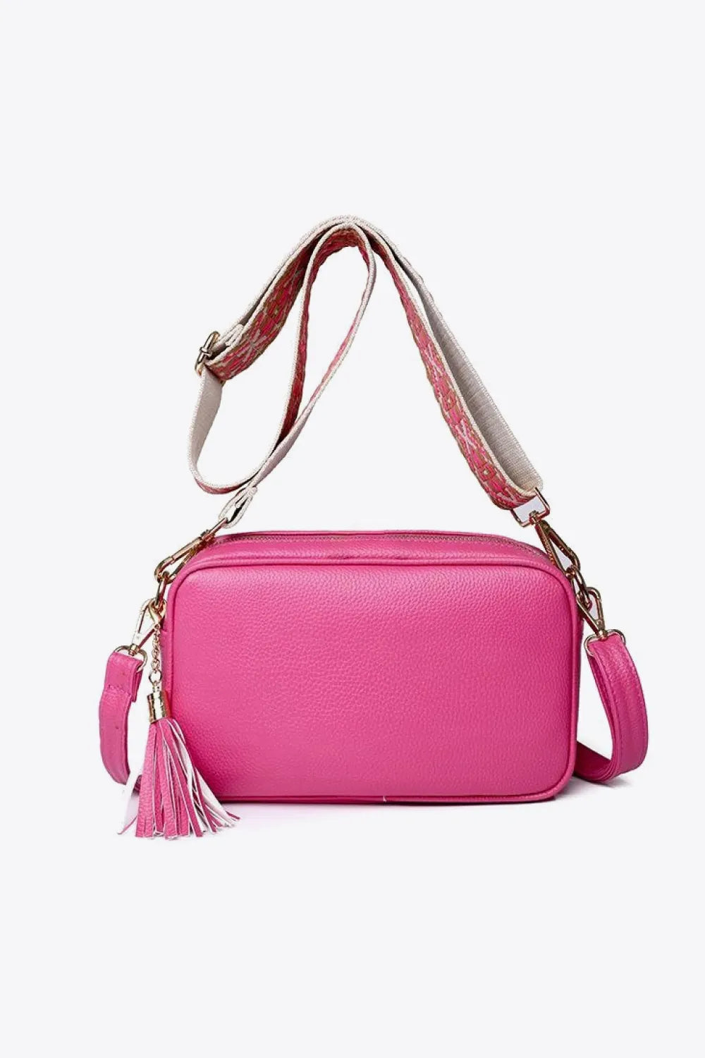 Tassel Faux Leather Crossbody Bag