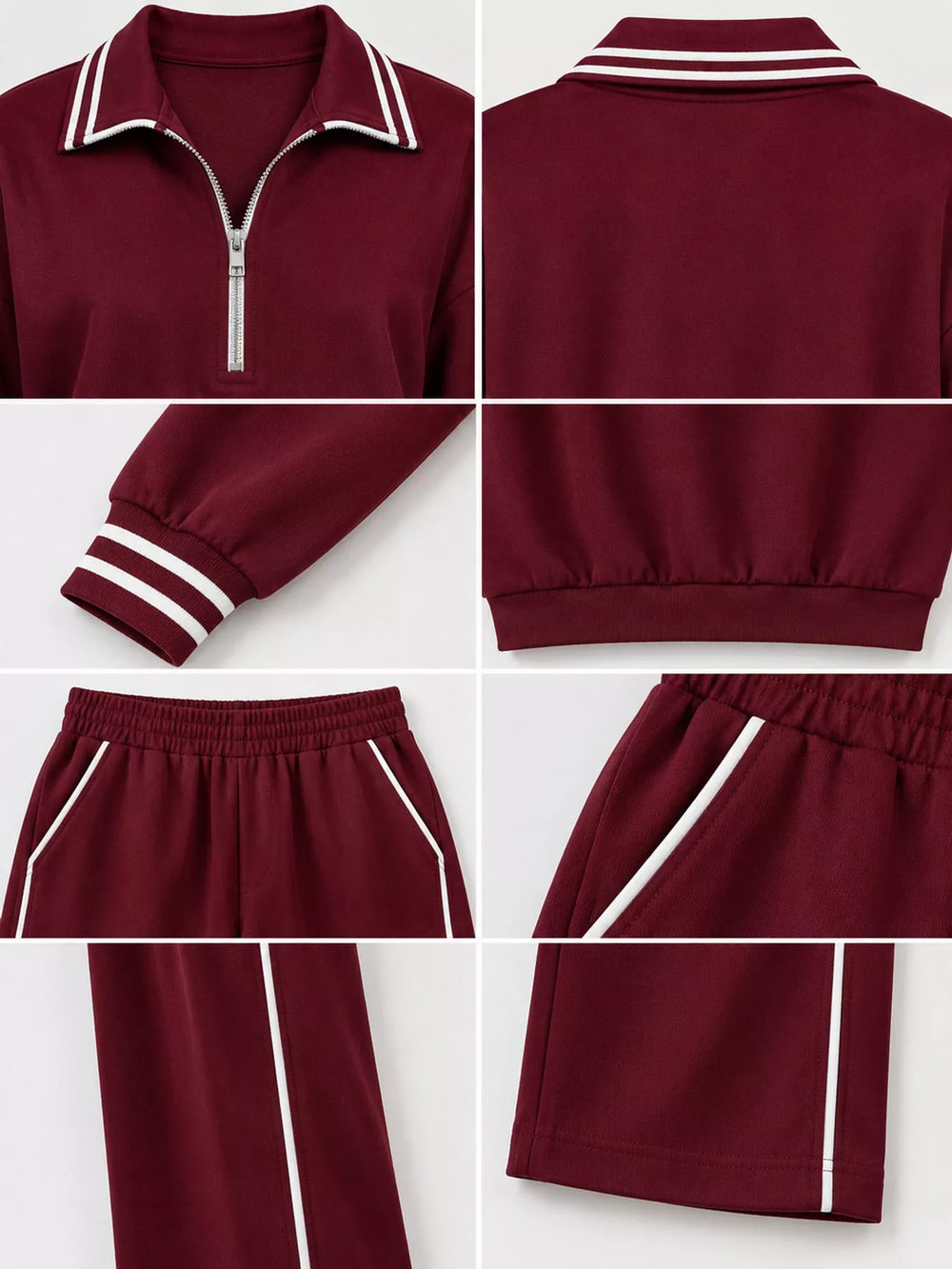 Striped Half-Zip Top and Pants Set