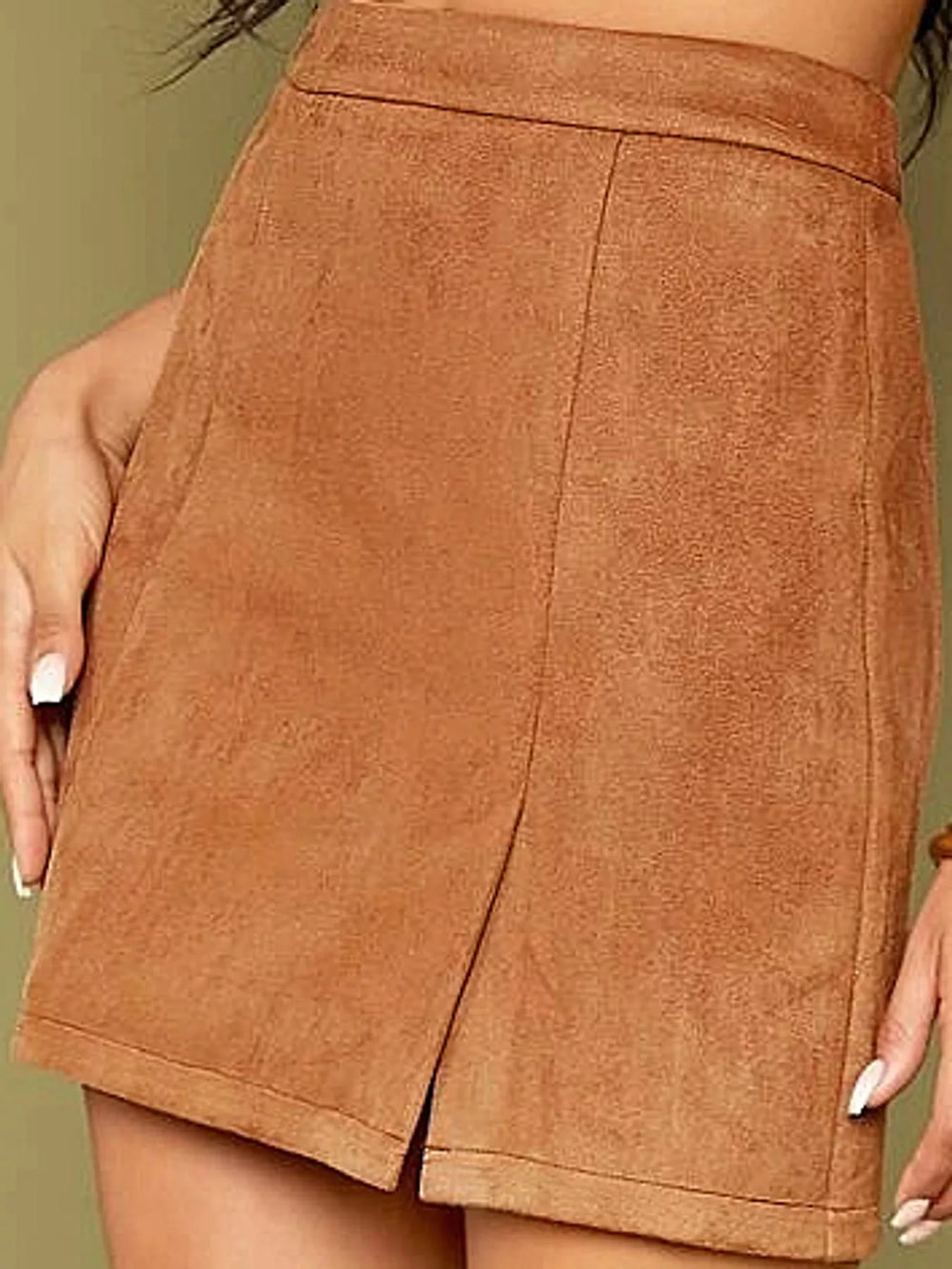 High-Waisted Slit Mini Skirt