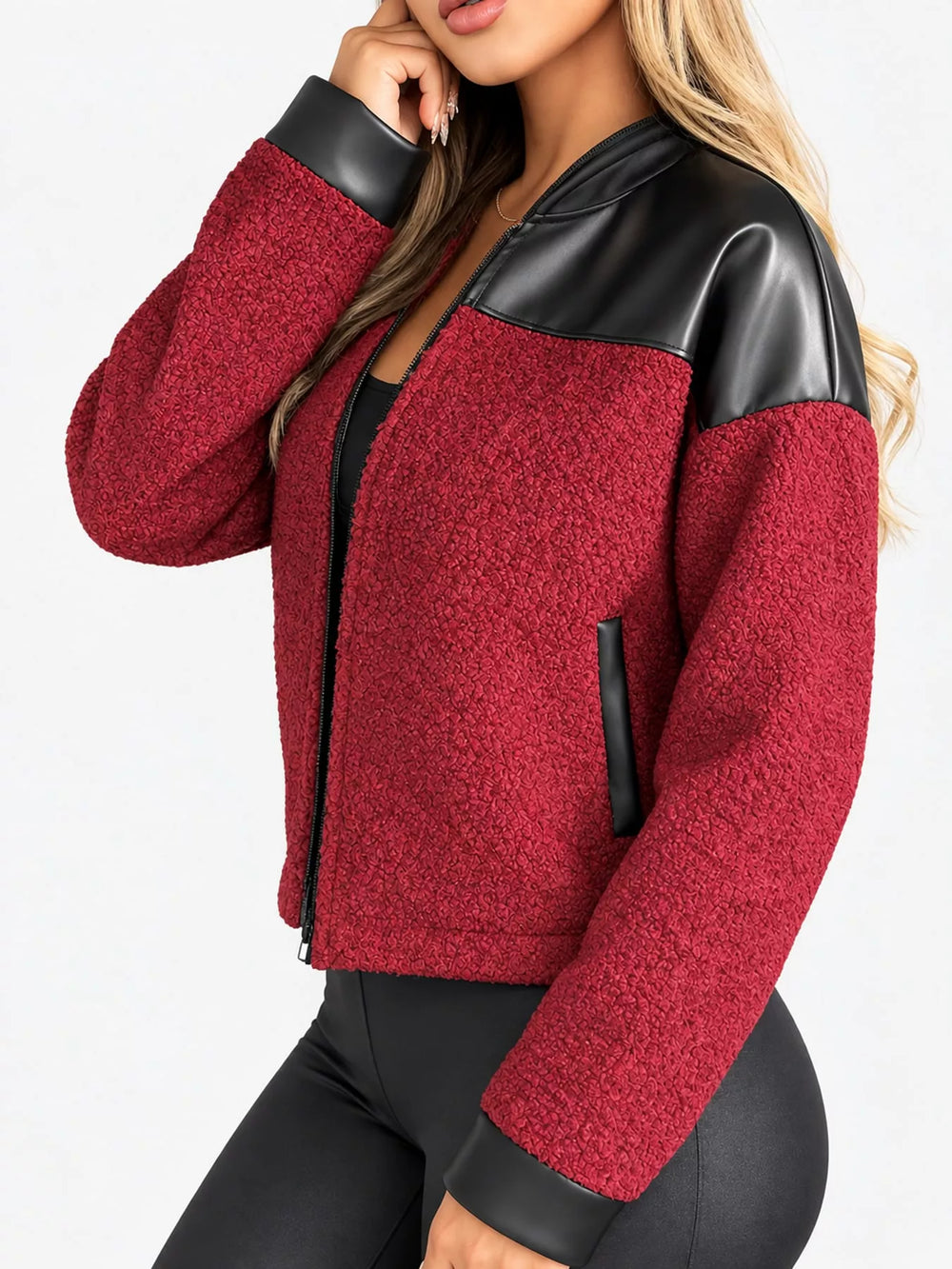 Sherpa Contrast Zip-Up Jacket