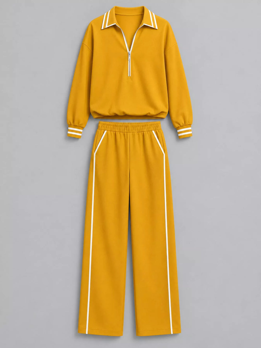 Striped Half-Zip Top and Pants Set