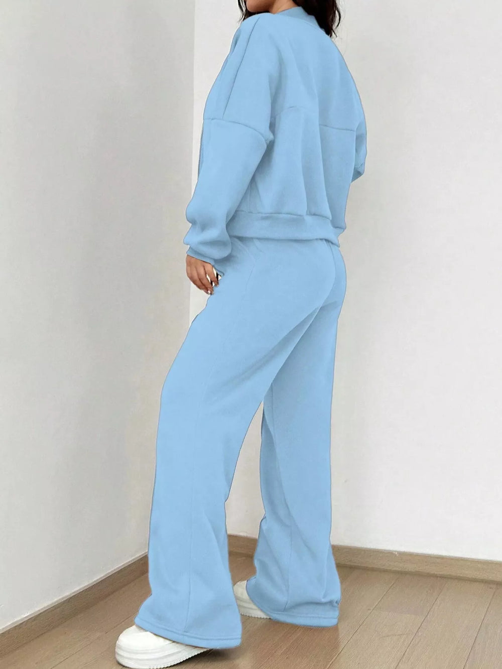 Zip-Up Jacket and Wide-Leg Sweatpants Set