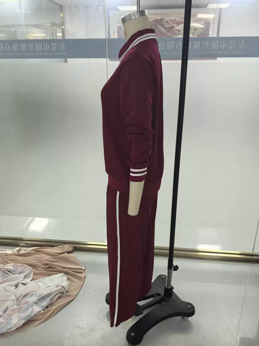 Striped Half-Zip Top and Pants Set