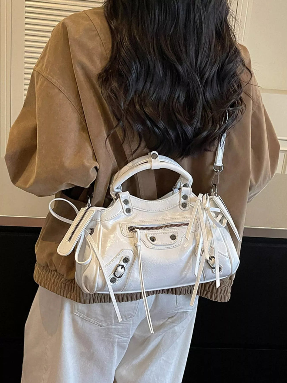 Tassel Faux Leather Handbag