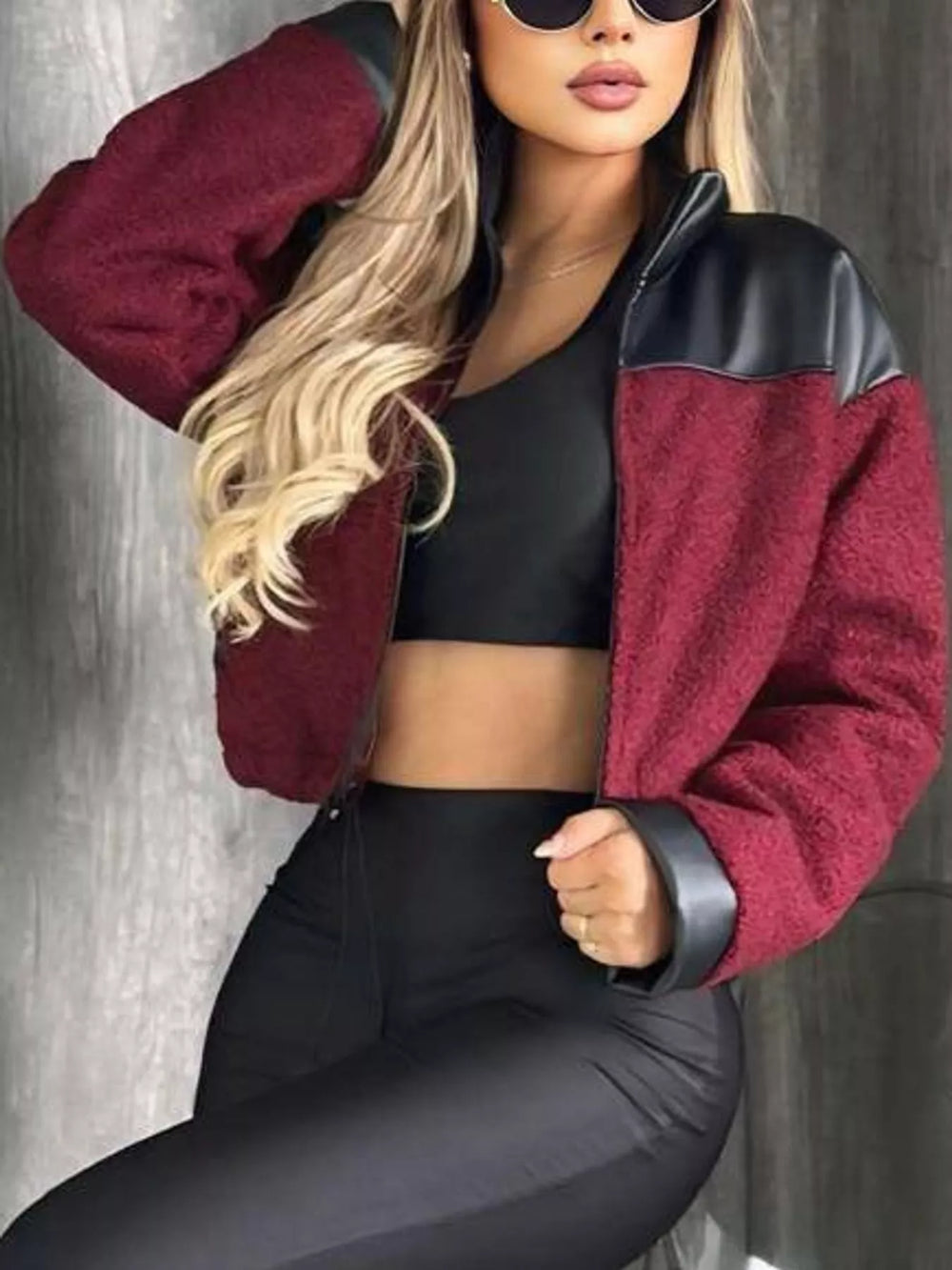 Sherpa Contrast Zip-Up Jacket
