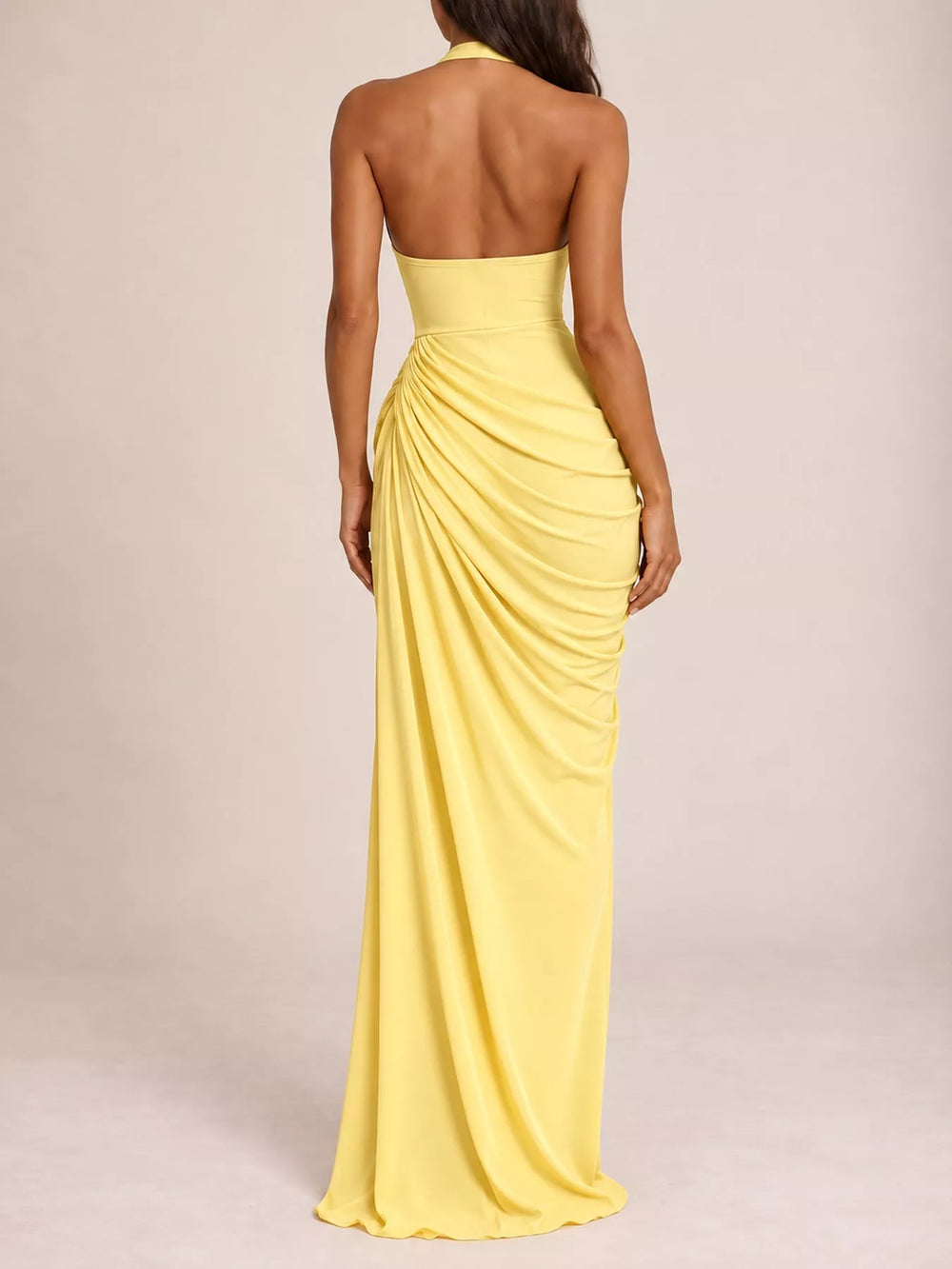 Halter Neck High-Slit Maxi Evening Dress
