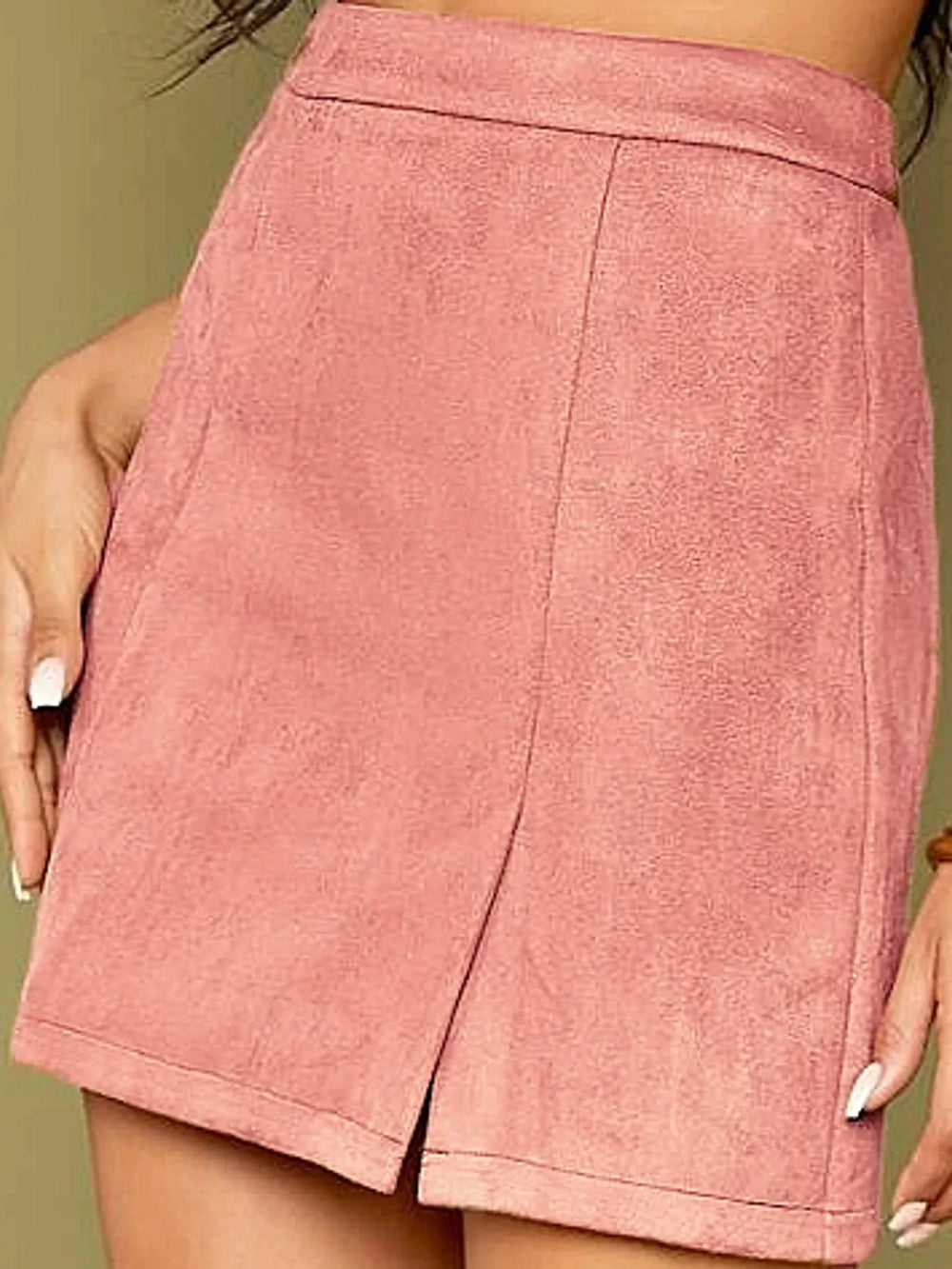 High-Waisted Slit Mini Skirt